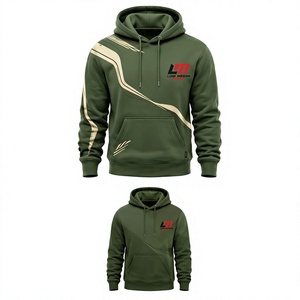 Sudadera con Capucha Verde para Hombre, Corte Regular, Informal, de Forro Polar, con Bolsillo Delantero, Diseño con Estampado por Sublimación, 100% Algodón, Ropa de Invierno - Product Image 2