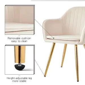 Cadeiras de sala de jantar branco de arroz, cadeira com pernas de metal, almofada para venda, mobília moderna nórdica