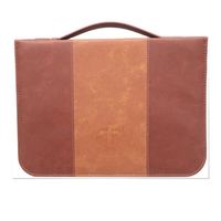Échantillon Gratuit - Housse de Bible Portable Simple en PU Marron Vintage avec Fermeture Éclair, Grande Taille, Personnalisable BSCI pour Hommes et Femmes