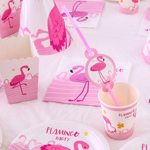 Venta caliente dedicada al nuevo juego de suministros de fiesta de flamenco para decoraciones de cumpleaños para niños - Product Image 4