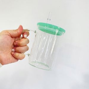 Vente en gros de tasses à café en verre transparent givré de 17 oz, sublimables, avec couvercles en PP et pailles pour impression par sublimation - Product Image 5