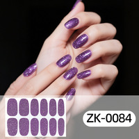 Autocollants de vernis à ongles en gel semi-durci UV auto-adhésifs, imperméables, non toxiques, 16 bandes, motif Nébuleuse Violette, style French Autumn Art