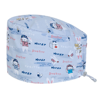 Casquette chirurgicale unisexe en coton pur tissé, motif imprimé blanc, accessoires pour bloc opératoire, cuisine, dentisterie, cosmétique, chimiothérapie
