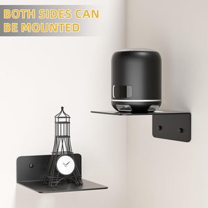 Étagères murales en métal blanc robustes <span class=keywords><strong>sans</strong></span> perçage avec trous pour câbles pour salon, chambre et salle de bain - Product Image 3