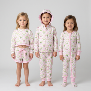 Ensemble haut et short à manches longues pour bébés filles, imprimé à nœuds, tenue à volants, dernière collection - Product Image 4