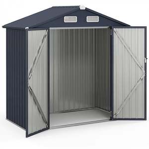 6ft X 8ft Outdoor <strong>Metal</strong> Storage <strong>Shed</strong> with Floor <strong>Base</strong>,Gray - Product Image 5