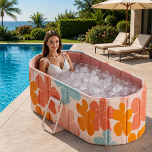 Bañera de hielo de PVC Rosa plegable de gran venta, bañera portátil que ahorra espacio para terapia de atletas, recuperación al aire libre - Product Image 1