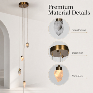 Lustre LED en cristal naturel de luxe avec CRI 90, long lustre pour escalier, idéal pour hall d'hôtel, villa, foyer, éclairage de projet - Product Image 3