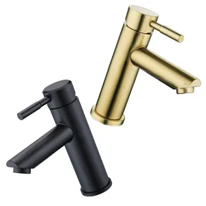 SUS304 Stainless Steel Bathroom Faucet one Hole Mixer Tap Deck Mount Black Tap Single Handle Lavatory Basin Vanity Sink Faucet