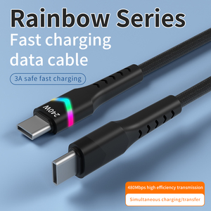 Câble de charge rapide USB C vers USB C PD 3.1 240W avec lumière LED ambiante et certification Emark C2C, revêtement en nylon durable, longueur 1m 2m - Product Image 2