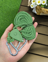Poulie à cliquet de 4 mètres de long et de 4 millimètres d'épaisseur pour corde de camping, tendeur réglable, guide de tente, boucle de ceinture.