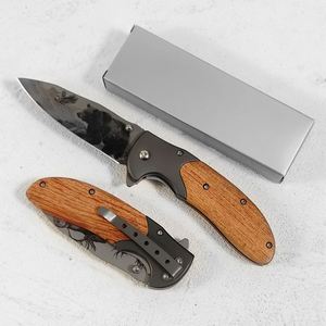 Couteau de camping tactique pliable en acier inoxydable imprimé en 3D sur mesure OEM avec lame tranchante et manche en bois - Product Image 1