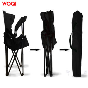 Chaise pliante Woqi en aluminium ronde noire pour le camping en plein air et le jardin avec coussin moelleux - Product Image 4
