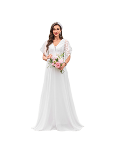Verified Supplier Butterfly Design Wedding Dress Luxury V-Neck Floral |  Alibaba.com