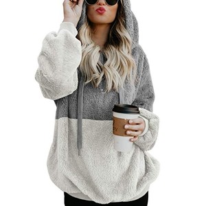 Sweat-shirt à capuche zippé en polaire Sherpa pour femme, chaud et doux, avec poche kangourou, idéal pour l'hiver - Product Image 3