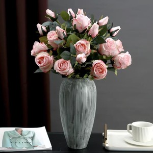 Rose artificielle bulgare en soie, rose foncé et rose clair, haute simulation, pour la décoration de la maison et de mariage - Product Image 4