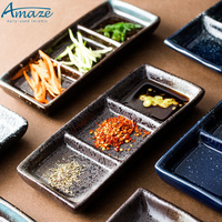 Plats de service en céramique Vintage, rectangulaires de Style japonais, 2 /3 compartiments, pour restaurant, tasses, amuse-gueule, plat à Sauce, 1 pièce
