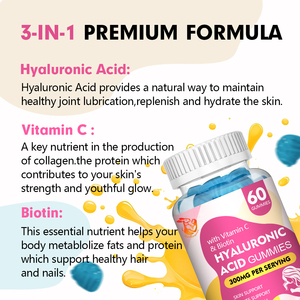 Premium High Hyaluronic Acid Gummies with 5000mcg Biotin for Youthful Skin Support Healthy Joint Beauty Supplement Gummies - Product Image 6