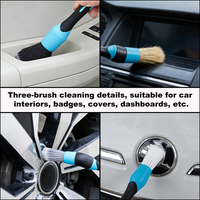 Cepillos Multifuncionales de Plástico para Detallado de Autos con Cabezales Reemplazables y Cerdas de Jabalí para el Interior del Auto y las Rejillas de Ventilación