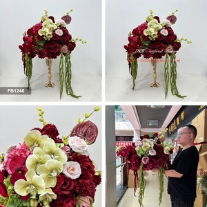 Centros de Mesa de Lujo con Rosas Borgoña de Seda y Flores Artificiales para Bodas, Eventos y Decoración del Hogar - Product Image 2