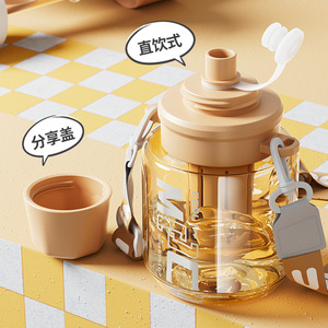 Trendy Dual Drink Cup 750ml Plastic Water Bottle With Tea Infuser And Straw For Camping Summer Use - Product Image 3