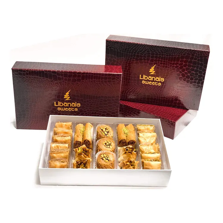 Caja de dulces baklava personalizada, embalaje premium con logotipo de nombre