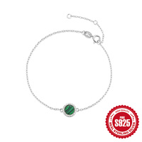 Bracelet diamant malachite rond en argent sterling S925 classique pour femmes filles
