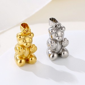 Hip Hop estilo joyería PVD 18K chapado en oro irrespetuoso oso colgante lindo Animal oso encantos para Mujeres Hombres collar pulsera - Product Image 1
