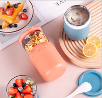 Boîte à lunch bento Double couche isolante en acier inoxydable 304, boîte à repas avec tasse pour céréales, style tendance