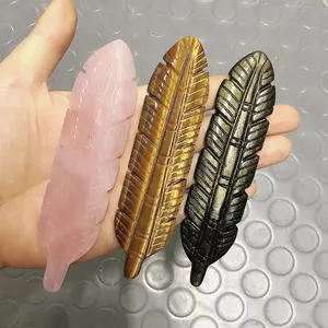 Wholesale Natural Crystal Feather Tiger Eye Feather Flower Agate Feather