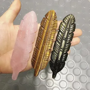 Wholesale natural crystal feather tiger eye feather flower agate feather