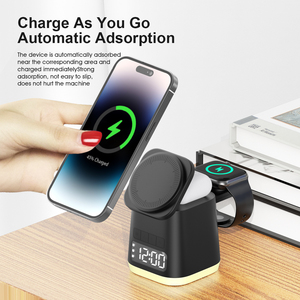 15W <span class=keywords><strong>6</strong></span> en 1 luz nocturna magnética plegable despertador cargador inalámbrico <span class=keywords><strong>3</strong></span> en uno para <span class=keywords><strong>Iphone</strong></span> Samsung IWatch <span class=keywords><strong>Airpods</strong></span> - Product Image 6