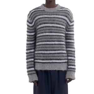 เสื้อสเวตเตอร์ไหมพรมลายทางสีตัดกันแฟชั่นคุณภาพสูงสำหรับผู้ชายฤดูหนาว ดีไซน์เนอร์ แบรนด์ดัง สไตล์ลำลอง - Product Image 2