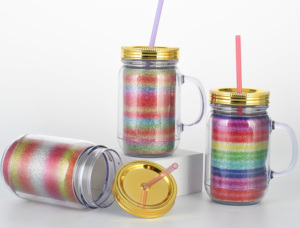 Colorido <span class=keywords><strong>para</strong></span> al por mayor parte comida de plástico <span class=keywords><strong>seguro</strong></span> 20oz tarros de mason con asas - Product Image 6