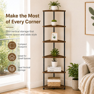 <b>Corner</b> <b>Storage</b> Cabinet 6 Tier Triangular Shelving <b>Unit</b> For Living Room Bedroom Vertical Space Saving Display Rack - Product Image 1