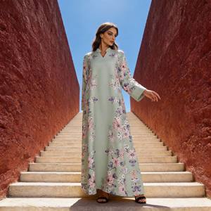 Vestido Abaya de Poliéster Estampado Personalizado Elegante de Alta Calidad al por Mayor para Mujeres Musulmanas, para Eventos Nocturnos - Product Image 4