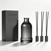 Bouteille diffuseur en verre rond authentique de 100 ml pour diffuseur à bâtonnets, bouteilles et boîte de diffuseur gris