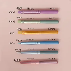 6 Pcs Mini UV Gel Nail Art Liner Brush <b>Set</b> Slant Round Flat Colorful Handle <b>Crimped</b> Ferrule Manicure Decoration Nail Brushes - Product Image 1