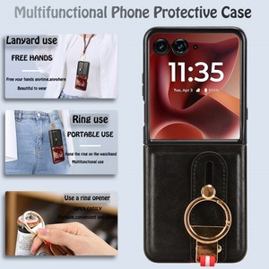 Funda para Teléfono Móvil <span class=keywords><strong>Motorola</strong></span> Moto Razr 60 Ultra con Correa de Muñeca Multifuncional de Cuero PU, Cubierta Trasera Protectora para la Cámara - Product Image 2