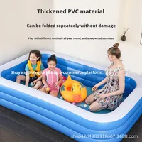 Piscine gonflable pour usage domestique, carrée, en PVC épaissi, motif de dessin animé, jouet pour bébé, jeu de pêche, 0-3 mois