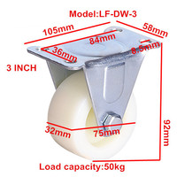 Roulettes extra larges PP/Nylon blanc, 4/40/50/63/75mm, roues fixes et légères, roulette riche