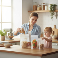 Sac refermable à fermeture éclair en plastique transparent givré, format grand (30*40+6cm), qualité alimentaire, pour emballage de snacks, bonbons, noix et cadeaux