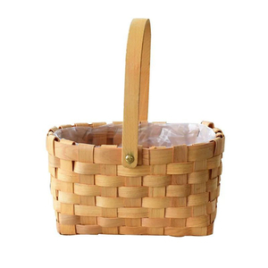 Woven Kitchen Storage Box Gift Bread Fruit Picnic Wedding Decoration Flower Woodchip Basket With Handle