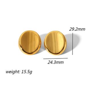 ต่างหูรูปไข่ ทอง 18k สแตนเลสสตีล ทันสมัยสำหรับการค้าข้ามพรมแดน - Product Image 4