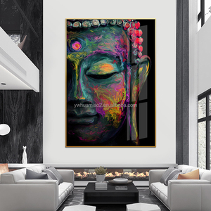 Home Wall Decor Colorful <strong>Buddha</strong> <strong>Canvas</strong> Posters Prints Buddhist Pictures Tempered Glass Wall Art <strong>Buddha</strong> Abstract <strong>Painting</strong> - Product Image 4