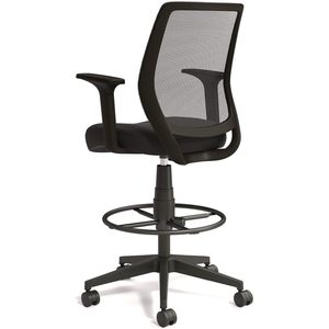 Taburete de dibujo Alera Wessex con respaldo de malla, altura de asiento ajustable, con anillo de soporte para los pies, soporta 275 lb, silla de espuma y tela negra - Product Image 2