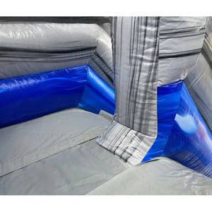 סין מסחרי ילדים בחצר האחורית של פארק מים מסלול יחיד כחול אדום מגלשות מים מתנפחים שקופיות עם בריכת שחייה למכירה - Product Image 5