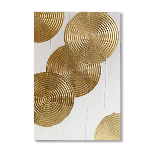 <span class=keywords><strong>Peinture</strong></span> acrylique moderne sur toile, texture lourde, <span class=keywords><strong>cercle</strong></span> en feuille d'or en relief 3D abstrait, 100% faite à la main, décoration murale, vente chaude - Product Image 3