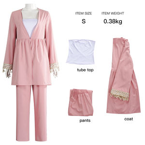 Conjunto <span class=keywords><strong>de</strong></span> Pantalones <span class=keywords><strong>de</strong></span> Dos Piezas con Flecos Casuales Musulmanes, Ropa Musulmana Retro Medieval para Mujer, Traje <span class=keywords><strong>de</strong></span> Pantalón <span class=keywords><strong>de</strong></span> Dos Piezas, Atuendos Cómodos <span class=keywords><strong>de</strong></span> Otoño - Product Image 2