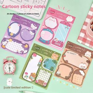 Bloc-notes autocollants Kawaii pour le bureau ou l'école, pour cadeaux et promotions, 100*130mm, 3 blocs*20 feuilles - Product Image 3